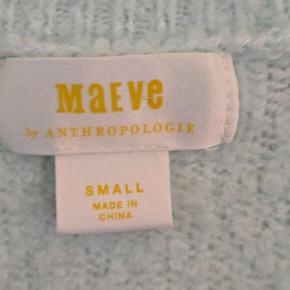 Anthropologie Maeve Plush V-neck Sweater Mint Green Fluffy Cozy Oversized Size S - Picture 9 of 10